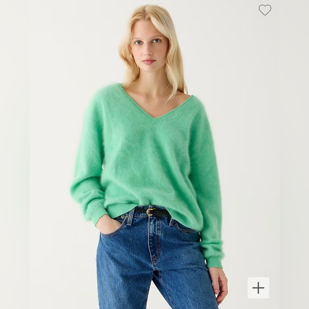 J. Crew Brushed Cashmere Relaxed V-neck Sweater